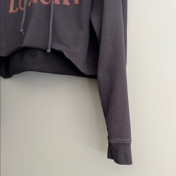 JUNK FOOD Clothing Black Cropped Hoodie Luxury Text Design size small - Picture 8 of 10